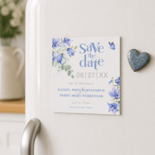 Blue Bellflower Wedding Save the Date Magnet Card