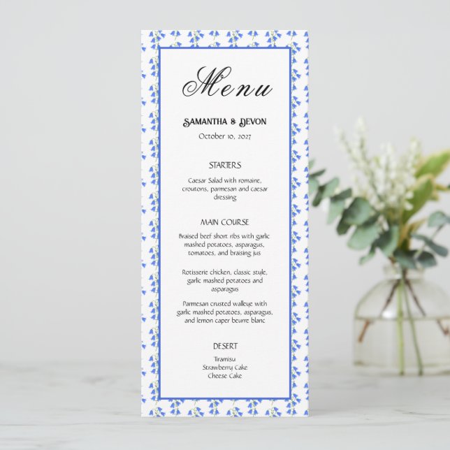 Blue Bells Wedding Menu (Standing Front)