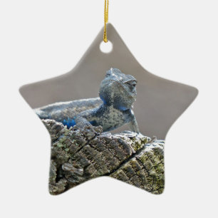 Blue Belly Alligator Lizard Ceramic Tree Decoration