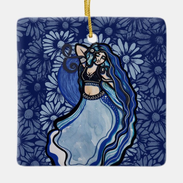 Blue Belly Dancer                              Ceramic Ornament (Front)
