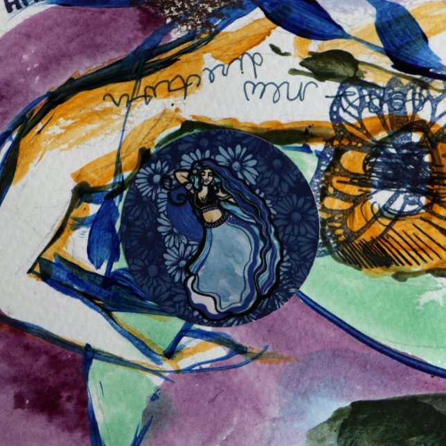 Blue Belly Dancer                                Classic Round Sticker (Creator Uploaded)