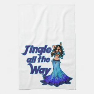 Blue belly dancer tea towel