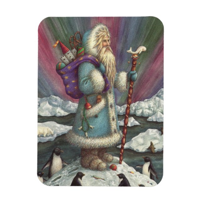 BLUE BELSNICKLE, NORTHERN LIGHTS & PENGUINS MAGNET (Vertical)