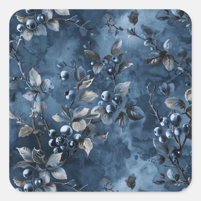 Blue berries Fruit Vintage Inspired Square Sticker (Front)