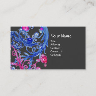 BLUE BERRIES SWIRLS metallic gold Business Card