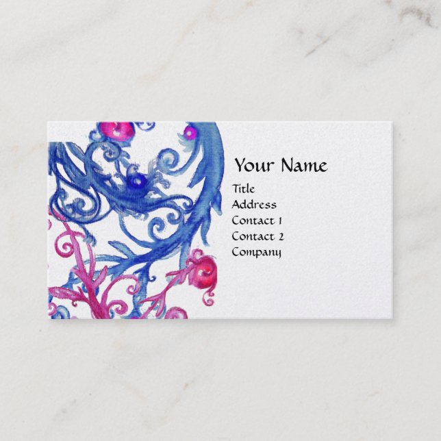 BLUE  BERRIES SWIRLS metallic pearl Business Card (Front)