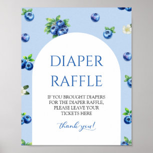 Blue Berry Baby Shower Diaper Raffle Poster