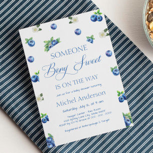 Blue Berry Baby Shower Invitation