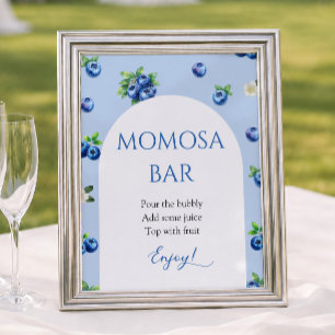 Blue Berry Baby Shower Momosa Bar Poster