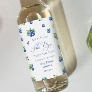 Blue Berry Baby Shower Wine Label