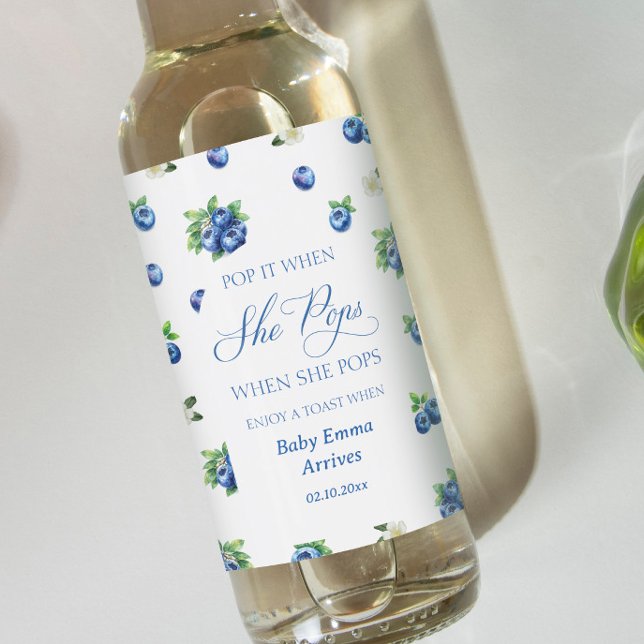 Blue Berry Baby Shower Wine Label (Creator Uploaded)