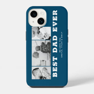 Blue Best Dad Ever Father`s Day 3 Photo Collage iPhone 14 Case