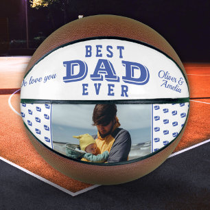 Blue Best Dad Ever Father Typography Photo Basketb Basketball