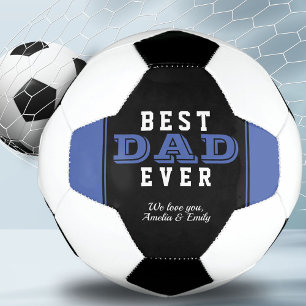 Blue Best Dad Ever Typography Father`s Day Soccer Ball