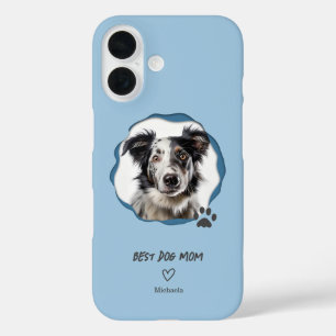 Blue Best Dog Mum Photo iPhone 16 Case