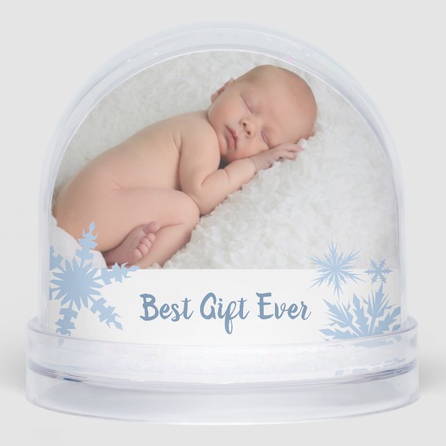 Blue Best Gift Ever Double Photo Snowglobe (Front)
