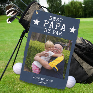 Blue Best Papa by Par Photo Personalised Grandpa Golf Towel