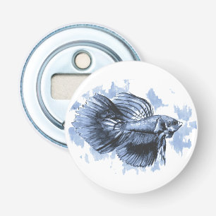 Blue Betta Button Bottle Opener