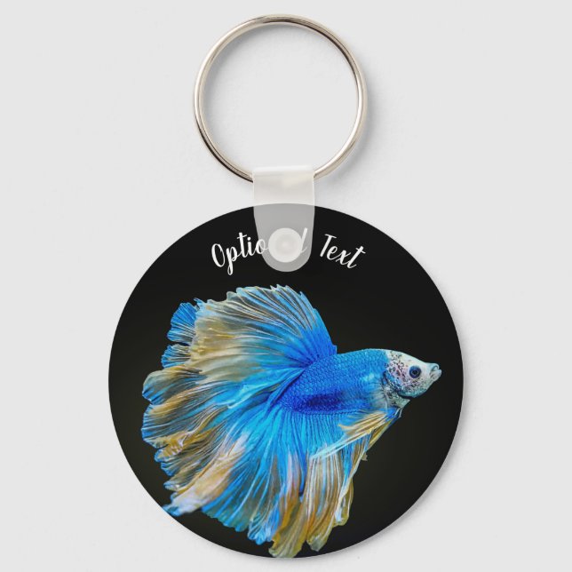 Blue Betta Fighting Fish  Key Ring (Front)