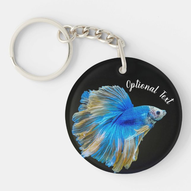 Blue Betta Fighting Fish  Key Ring (Front)