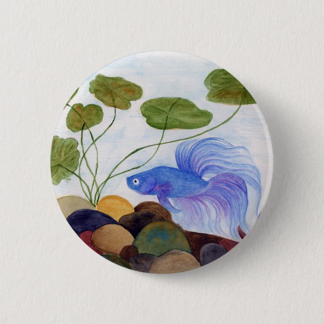 Blue Betta Fish 6 Cm Round Badge (Front)