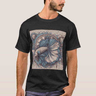 Blue Betta Fish Baroque Style Fighting Fish T-Shirt