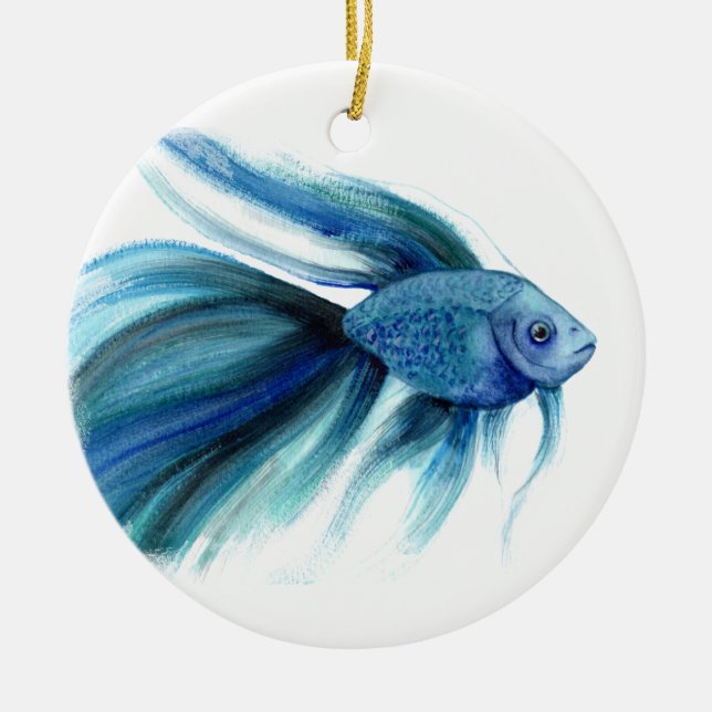 Blue Betta Fish Ceramic Tree Decoration (Front)