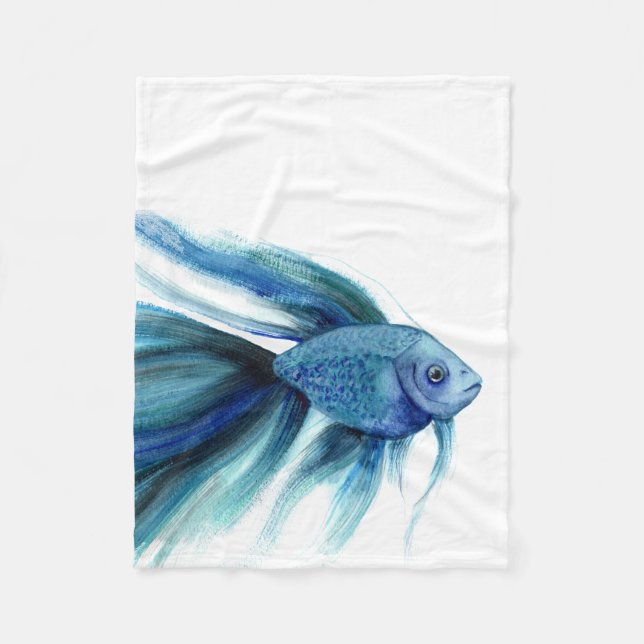 Blue Betta Fish Fleece Blanket (Front)