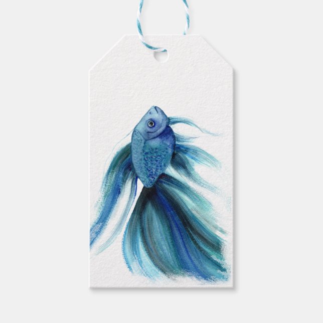 Blue Betta Fish Gift Tags (Front)