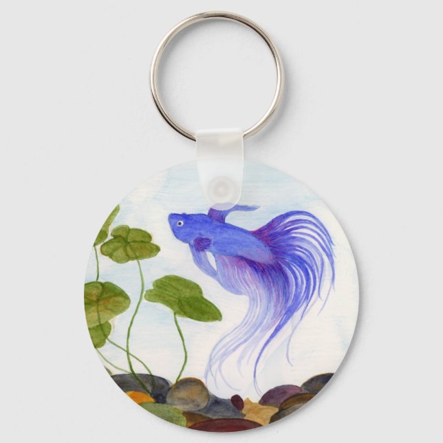 Blue Betta Fish Keychain (Front)
