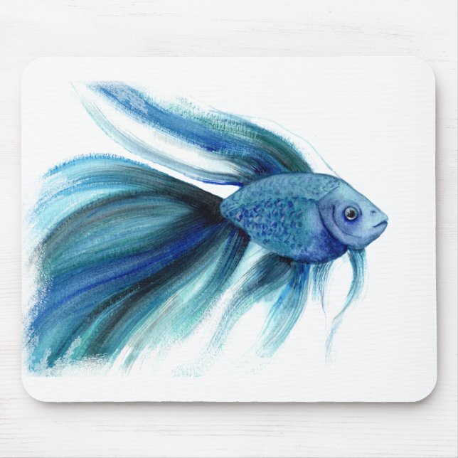 Blue Betta Fish Mouse Pad (Front)