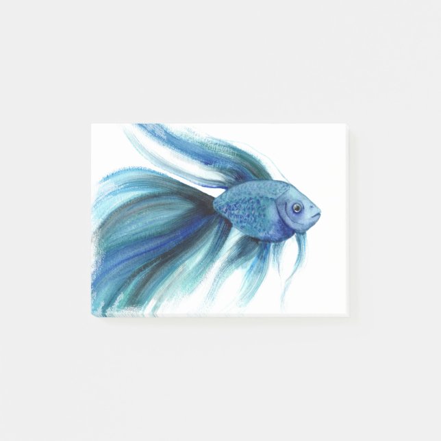 Blue Betta Fish Post-it Notes (Front)
