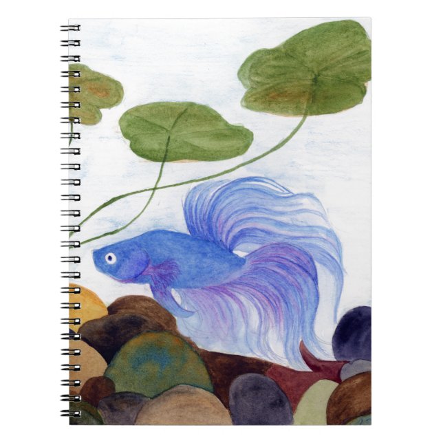 Blue Betta Fish Spiral Notebook (Front)