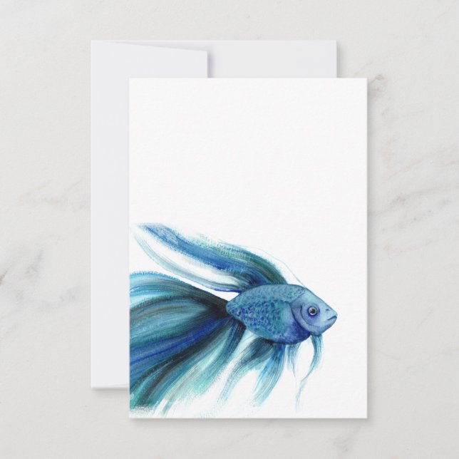 Blue Betta Fish Thank You Card (Front)