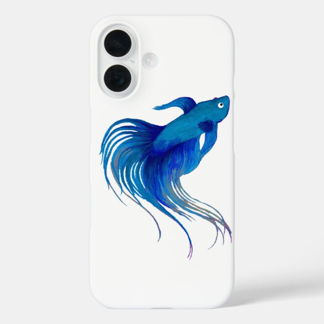 Blue Betta Fish Watercolor Case-Mate iPhone Case (Back)