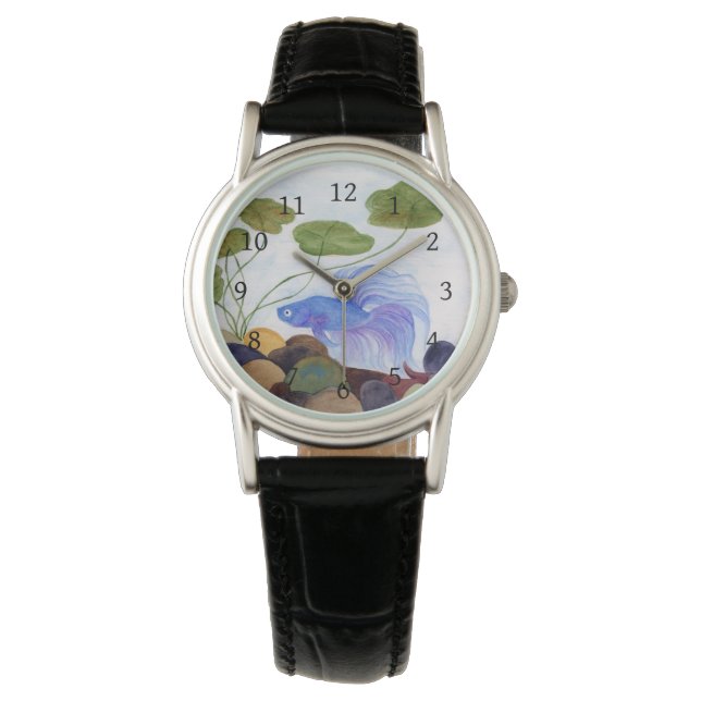 Blue Betta Fish Wrist Watch (Front)