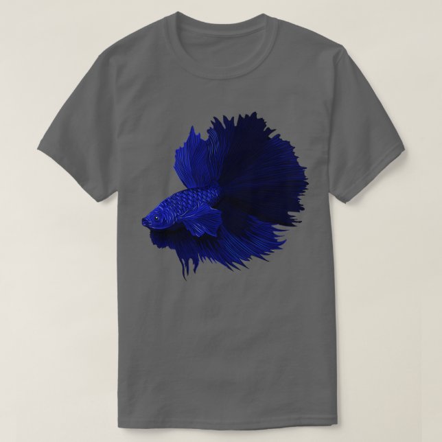 Blue Betta Splendens male fish design T-Shirt (Design Front)