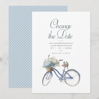 Blue Bicycle Bohemian Watercolor Wedding Save The Date