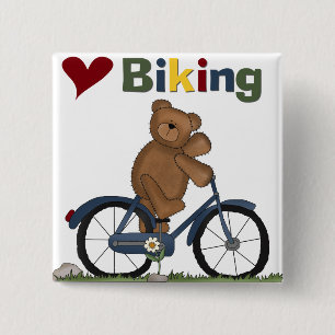Blue Bicycle I Love Biking Tshirts and Gifts 15 Cm Square Badge
