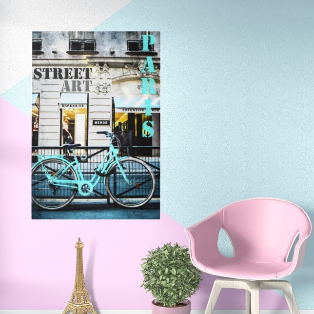 Blue Bicycle in Paris Photo Art Print (Creator Uploaded)