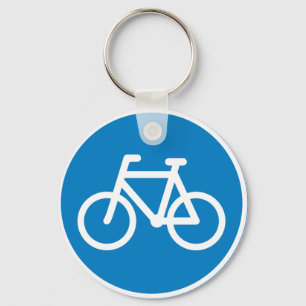Blue Bicycle Lane Sign Cycling Road Symbol Key Ring