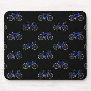 blue bicycle on black mouse pad
