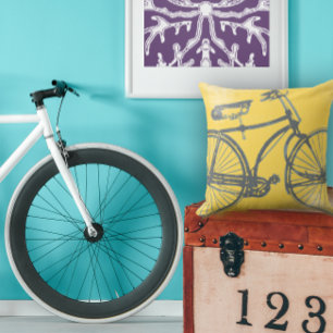 Blue Bicycle on Yellow Pillow