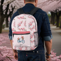 Blue Bicycle Pink Sakura Cherry Blossoms Monogram