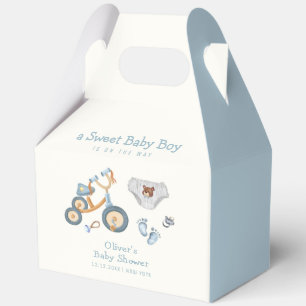 Blue Bicycle Teddy Bear Toys Boy Baby Shower Favour Box