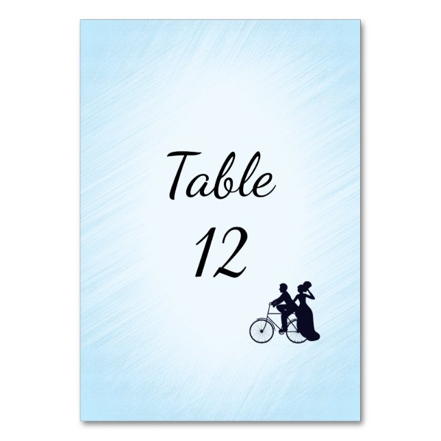 Blue Bicycle Wedding Table Number (Front)