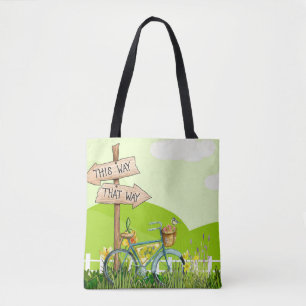 Blue Bicycle Yellow Flower Tote Bag
