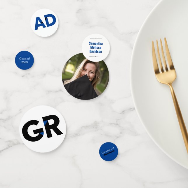 Blue Big Bold Angle-Cut Letters Graduation Confetti (Group)