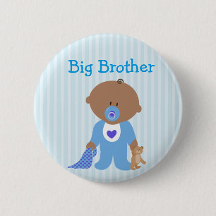 Blue Big Brother To Be Baby Shower Button