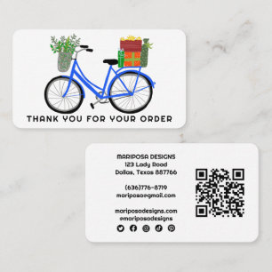 Blue Bike Gifts Customer Order Thank You QR Code  Business Card